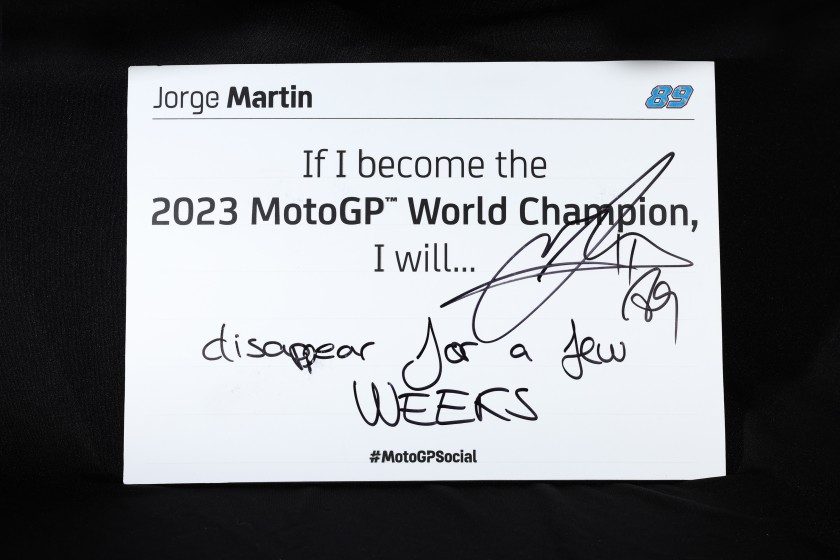 La scheda sociale firmata da Jorge Martin per il MotoGP