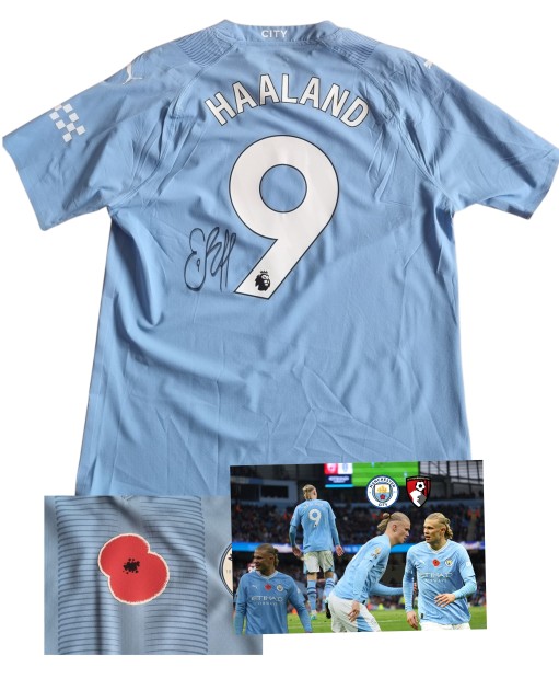 Haaland's "Poppy" Signed Match-Issued Shirt, Manchester City vs Bournemouth 2023