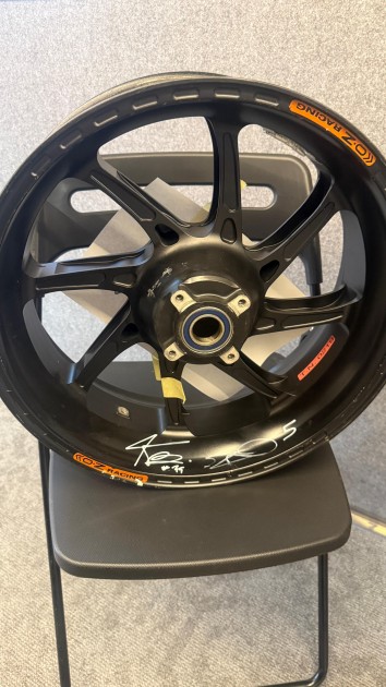 Official LCR Honda MotoGP Rear Wheel Signed by Riders Johann Zarco and Somkiat Chantra