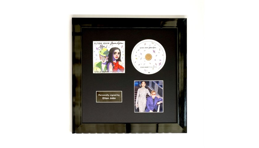 Elton John Signed and Framed Cold Heart PNAU Dua Lipa Remix CD and Photo Display 