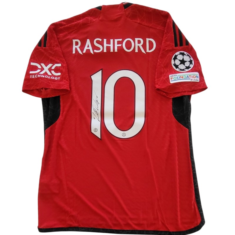 Maglia Preparata Rashford Manchester United, UCL 2023/24 - Autografata