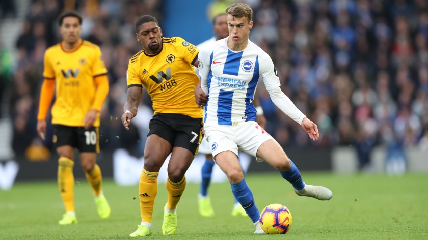 Brighton & Hove Albion Match-Issued Shirt Signed by Solly March