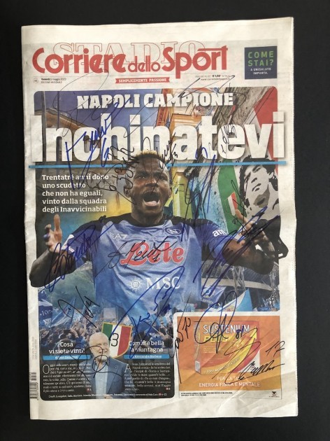 Corriere dello Sport Scudetto Napoli Front Page - Signed by the Squad