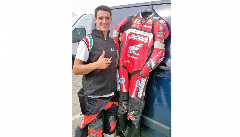 AXO Racing Suit, Worn and Signed by 2016 Motard Champion Andrea Occhini