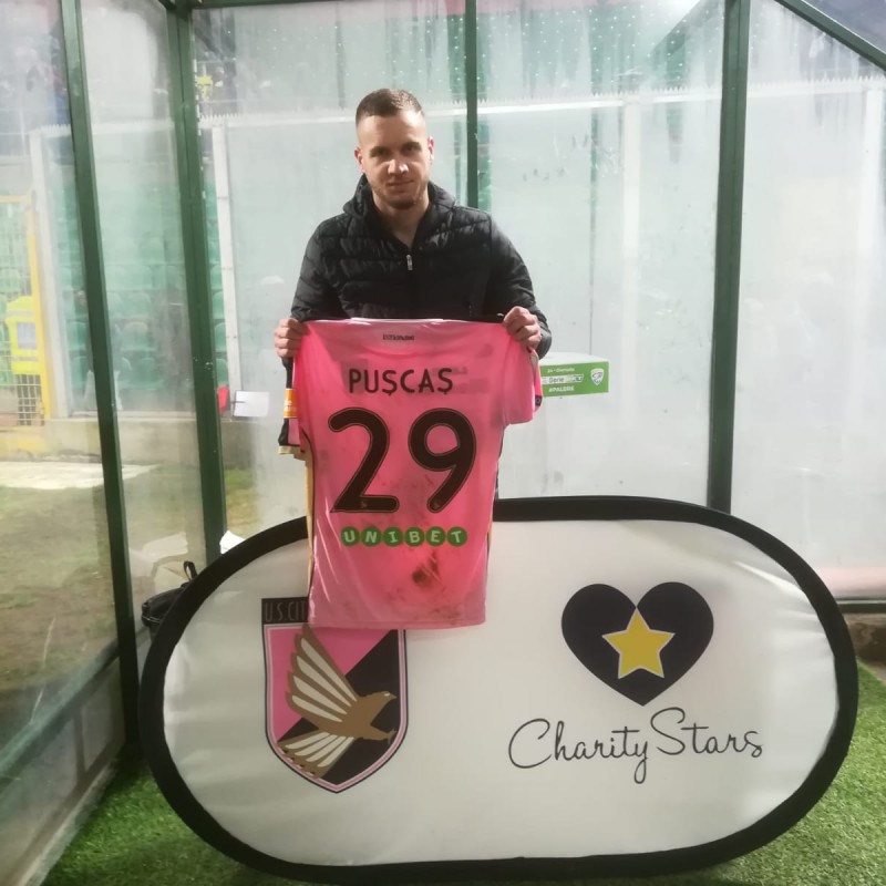 Puscas' Worn and Signed Shirt, Palermo-Brescia 2019