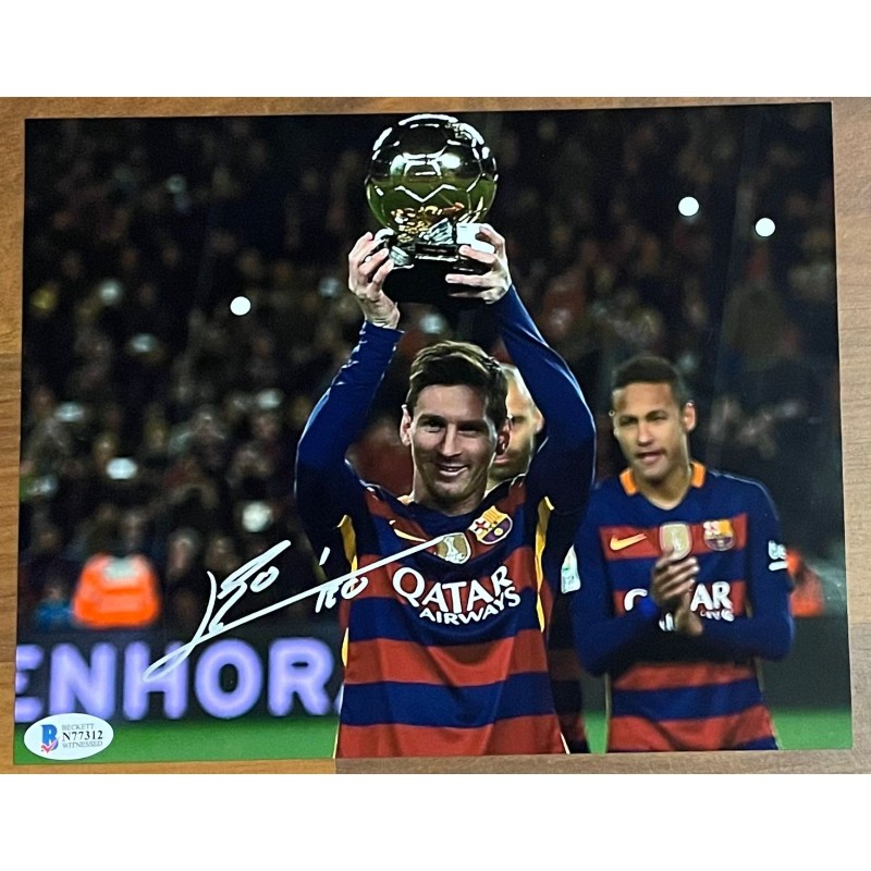 Fotografia autografata di Lionel Messi al Barcellona