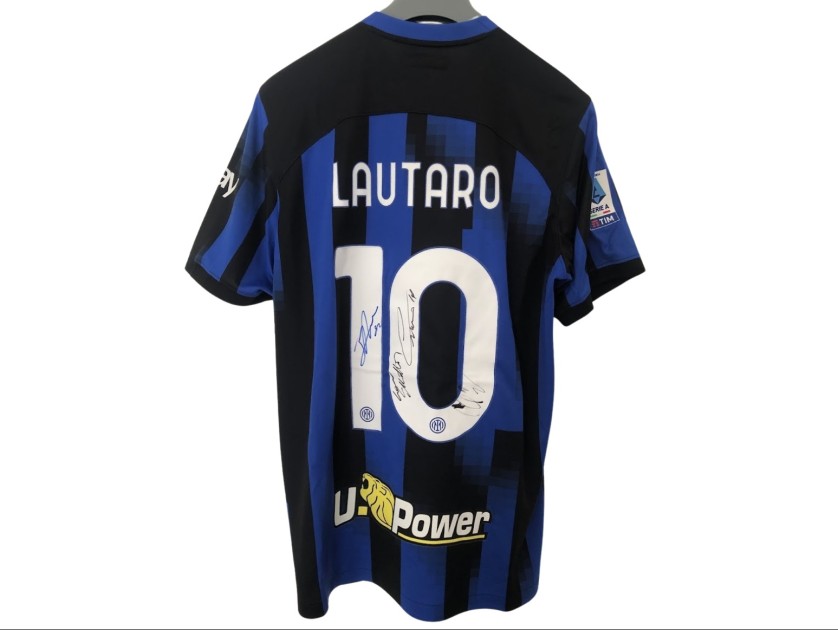 Maglia ufficiale Lautaro Inter, 2023/24 - Autografata da Lautaro Martinez e Federico Dimarco