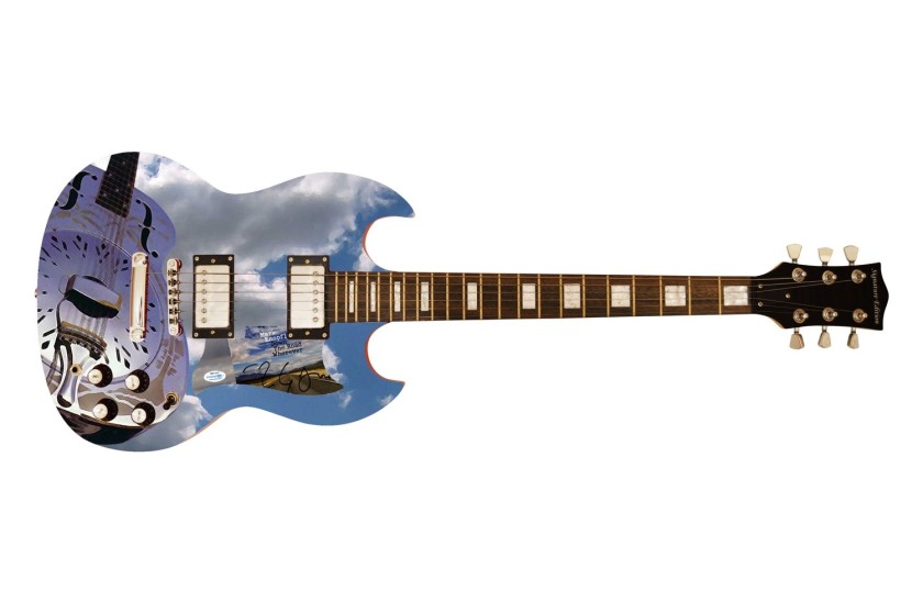 Mark Knopfler of Dire Straits Signed Pickguard on a Custom Signature Edition Guitar