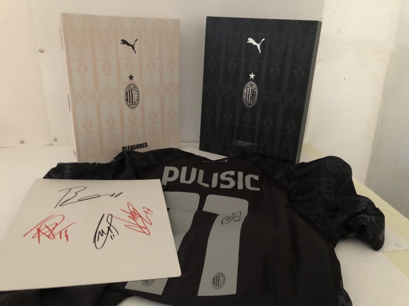 Pulisic Official AC Milan X Pleasures Shirt Box, 2023/24 - Signed by the Team