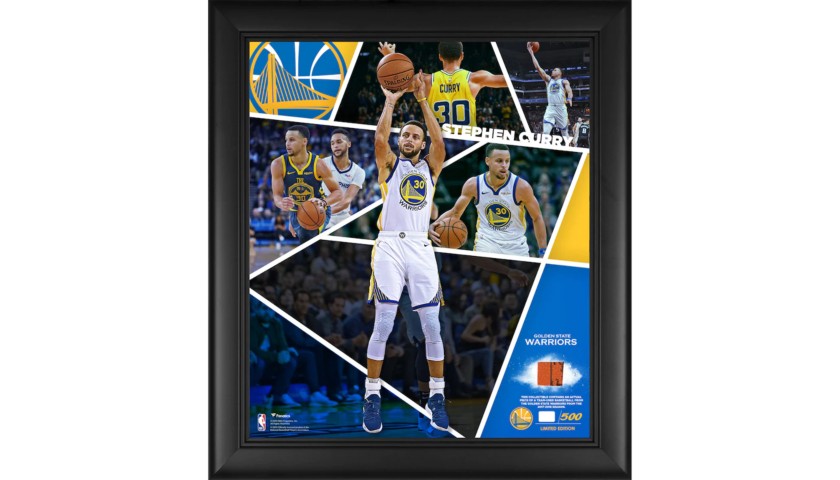 Steph Curry Collage with Game Used Basketball Piece