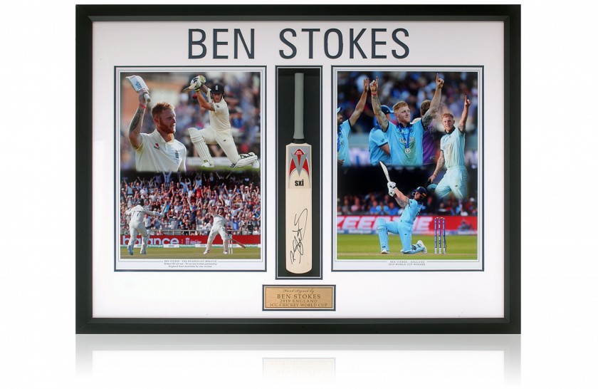 Ben Stokes Hand Signed Mini Cricket Bat Presentation