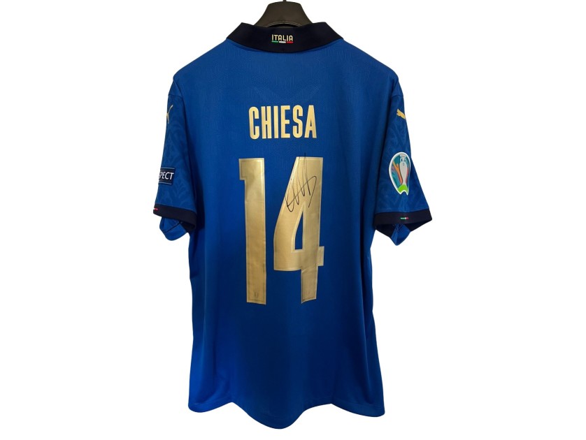 Chiesa's Signed Match-Issued Shirt, Italy vs England Final EURO 2020