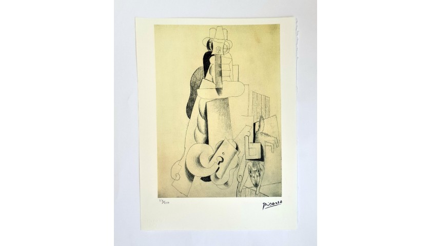 Pablo Picasso - Original Offset Lithograph Print with Dry Stamp