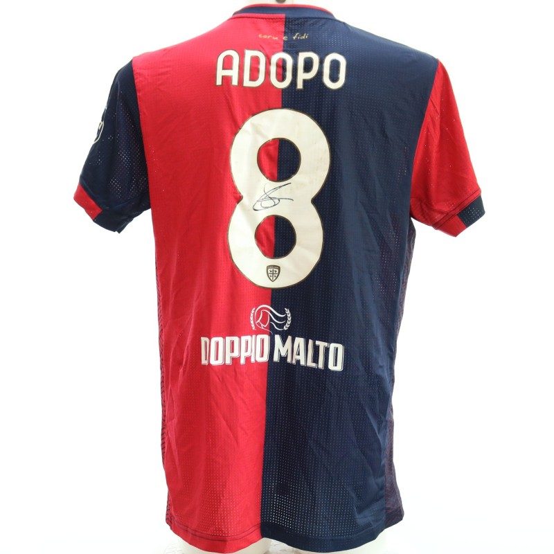 Adopo's Signed Unwashed Shirt, Cagliari vs Carrarese Coppa Italia 2024