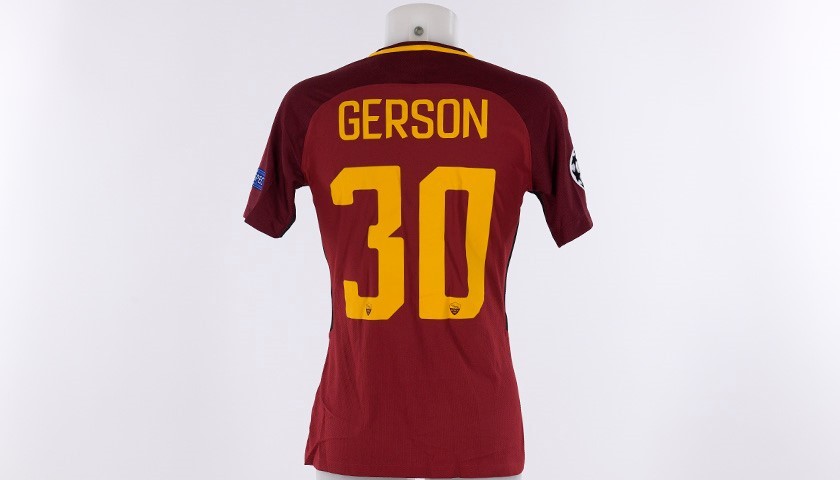 Gerson's Match-Issue Roma-Atletico Madrid Shirt, CL 2017/18
