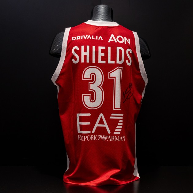 Canotta Ufficiale Olimpia Milano, Indossata e Autografata Da Shavon Shields - Edizione Limitata