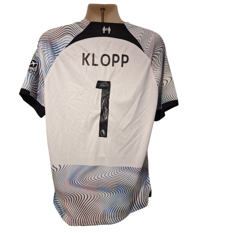 Maglia ufficiale da trasferta firmata da Jurgen Klopp per il Liverpool 2022/23