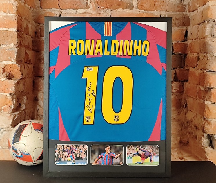 Ronaldinho's FC Barcelona Signed and Framed Shirt