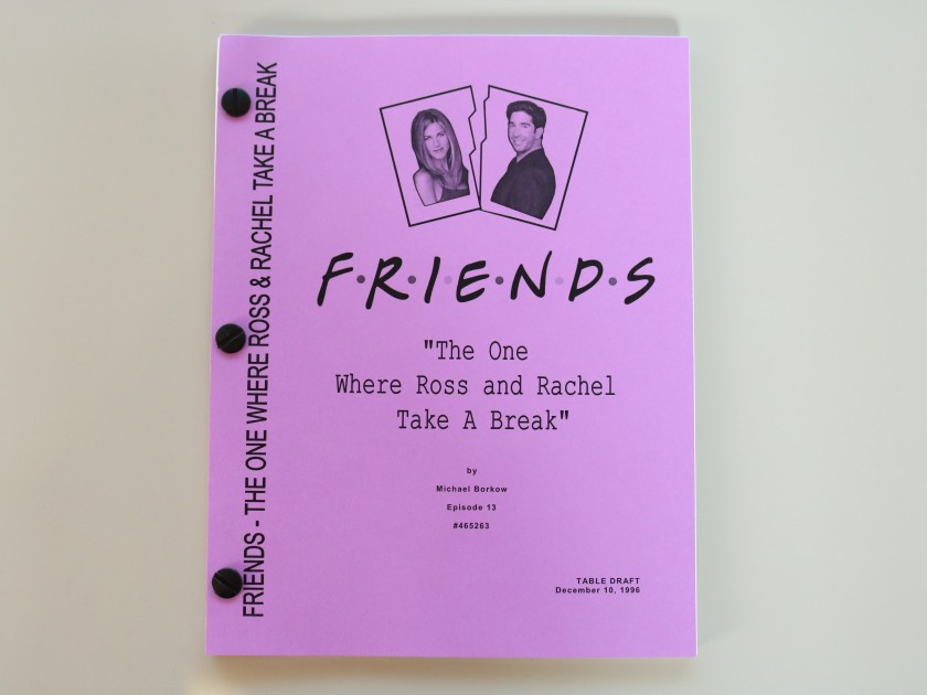 Friends "The One Where Ross And Rachel Take A Break" Original Script