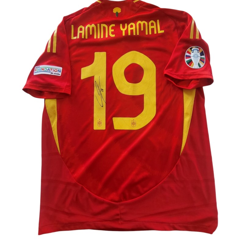 Yamal's Spain vs England Signed Issued Shirt, EURO 2024