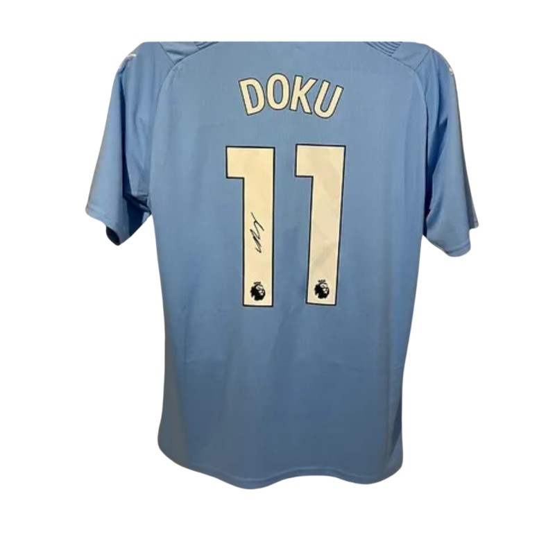 Jeremy Doku's Manchester City 2023/24 Signed and Framed Shirt
