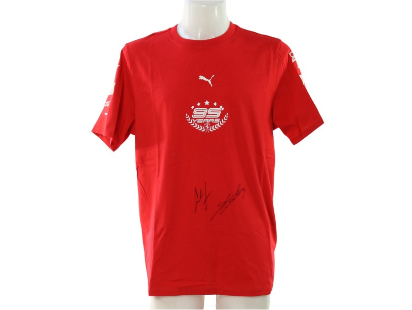 95 Years Scuderia Ferrari Official T-Shirt - Signed by Leclerc and Sainz