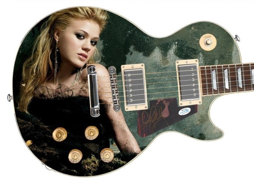 Kelly Clarkson Signed Pickguard on a Custom Signature Edition Guitar