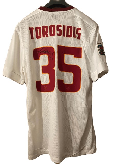 Torosidis' Match-Issued Signed Shirt, Genoa vs Roma 2014 - Telethon Sponsor