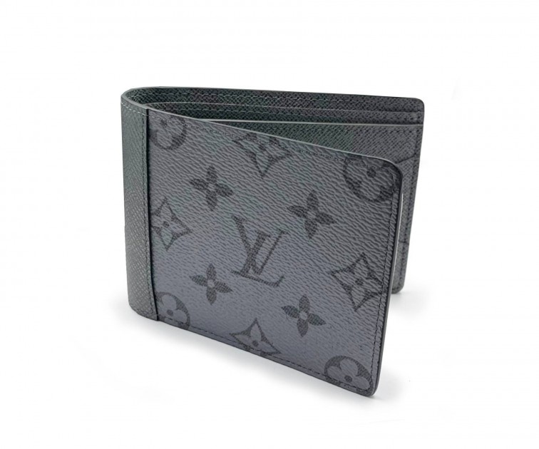Louis Vuitton Taiga Gunmetal Grey Silver Monogram Logo Pocket Organizer  Wallet