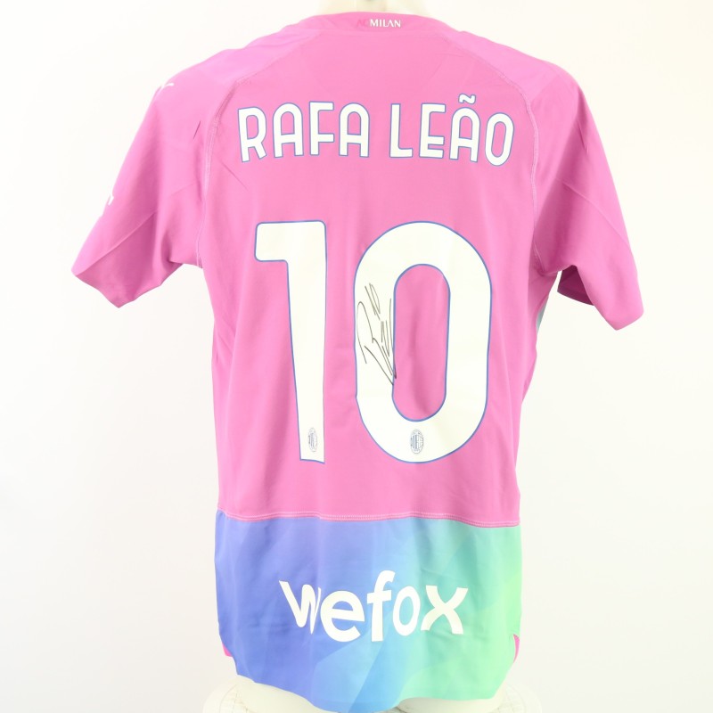 Leao's Milan Signed Match Shirt, 2023/34