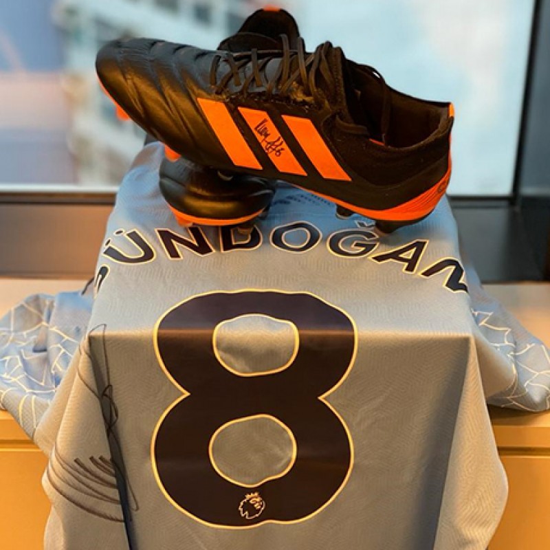 Original Ilkay Gündogan Match Worn and Signed Shirt and Boots vs. West Bromwich Albion