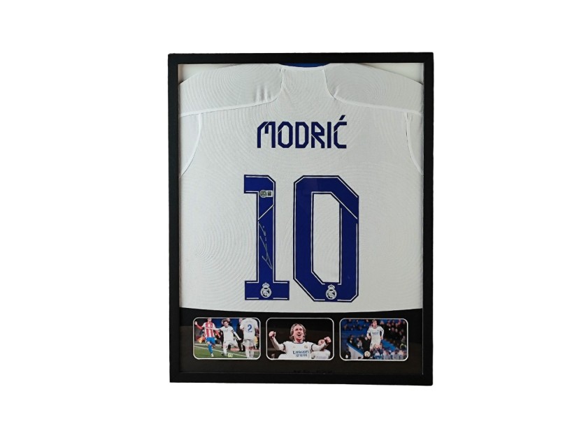 Maglia Luka Modric Real Madrid in cornice deluxe di alta qualità - Autografata