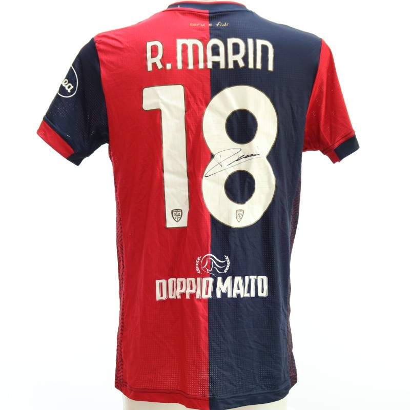 Marin's Signed Unwashed Shirt, Cagliari vs Roma 2024