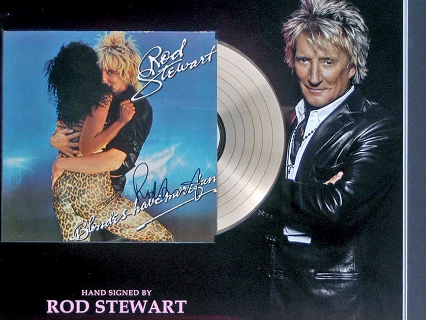 Rod Stewart Signed 'Blondes Have More Fun' Album Cover and Gold