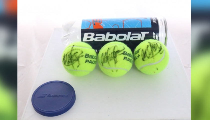 Set of Three Babolat Padel Balls Signed by Ganz