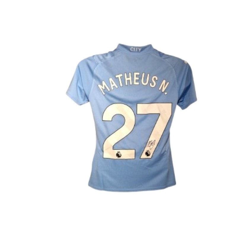 Maglia ufficiale firmata Manchester City 2023/24 di Matheus Nunes