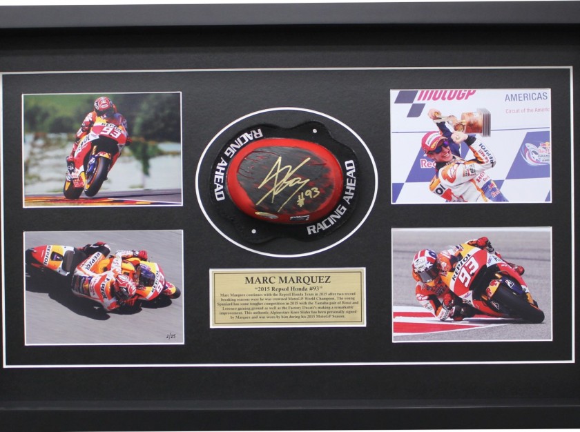 Marc Marquez Worn Knee Slider, 2015 MotoGP Season - Signed & Framed