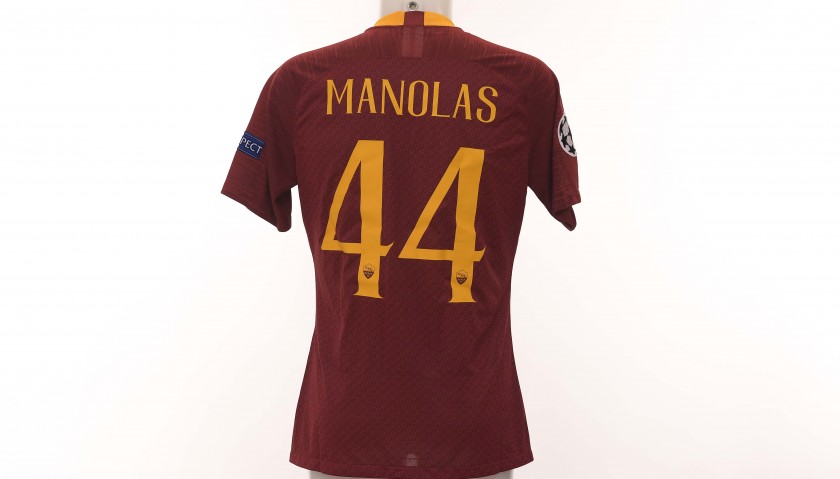 Manolas' Match-Issue Shirt, Roma-Victoria Plzen CL 2018/19