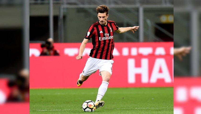 Gabbia's Match-Issue Milan-Bologna 2017 Signed Shirt