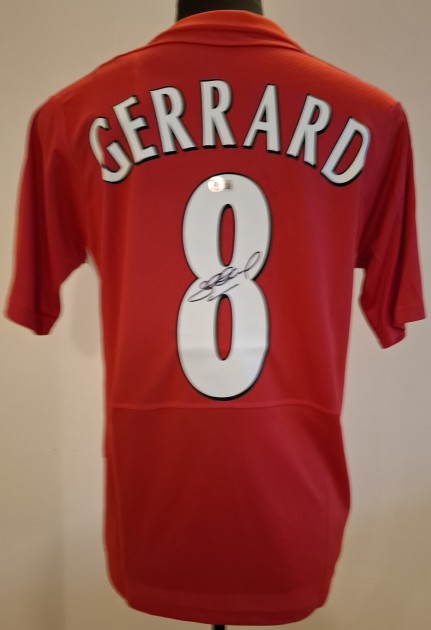 Replica della maglia firmata da Steven Gerrard per il Liverpool 2005