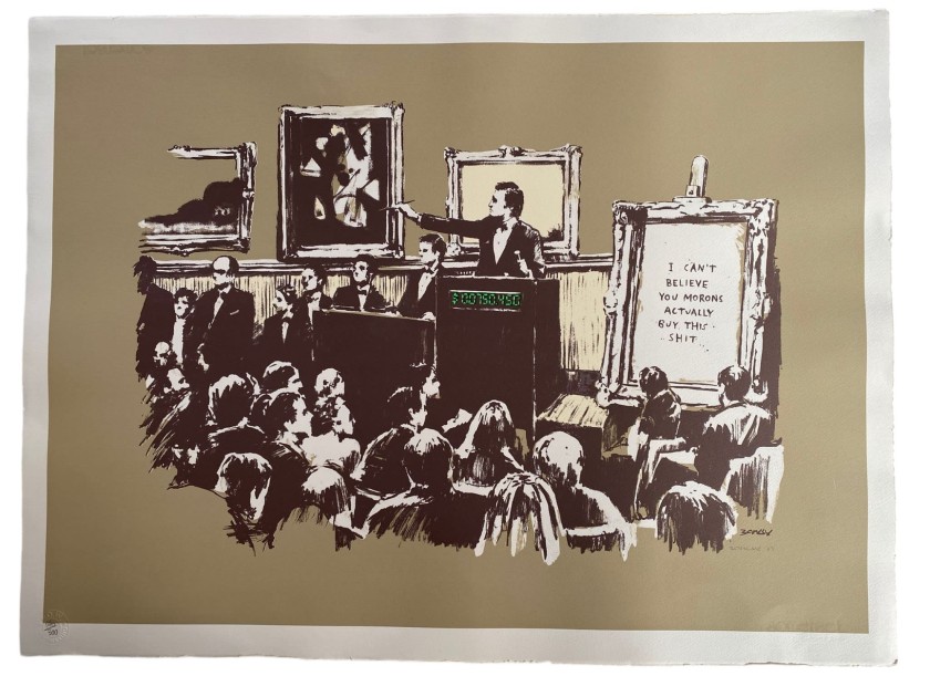 Serigrafia di Banksy in seppia di Morons - Firmata