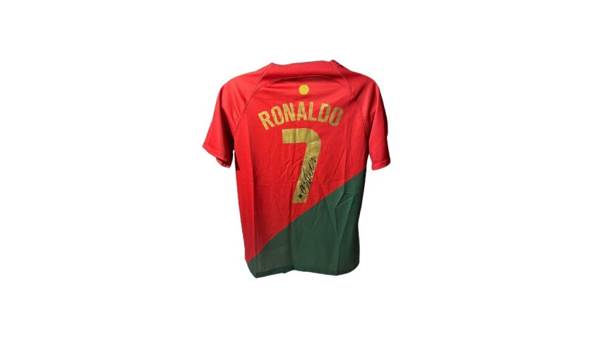 Cristiano Ronaldo Official FIFA World Cup Back Signed and Framed Portugal  2022-23 Home Shirt