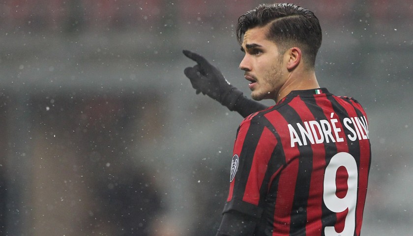 André Silva's match Worn Milan-Inter Shirt with Special Patch