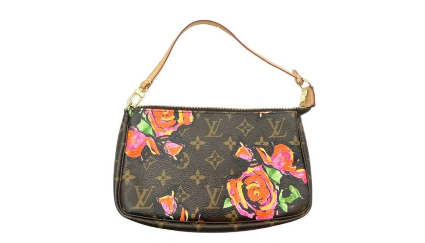 Louis Vuitton Special Limited Monogram Rose Painted Pochette Clutch  Shoulder Bag