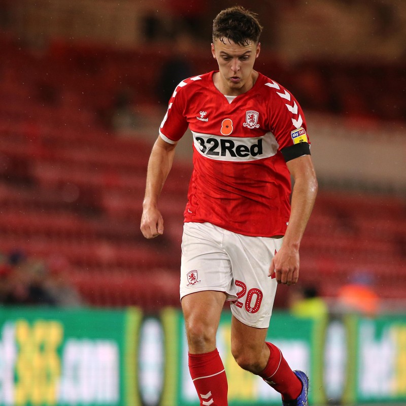 Dael Fry's Middlesbrough Worn and Signed Home Poppy Shirt 