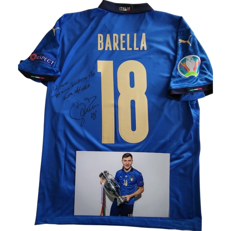 Barella's Italy vs England Signed Match-Issued Shirt, EURO 2020 Finals