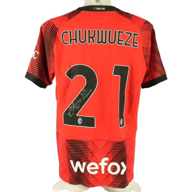 Chukwueze Official AC Milan Signed Shirt, 2023/24 