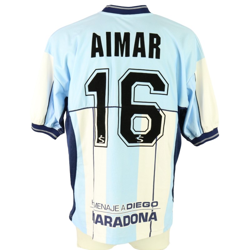 Maglia preparata Aimar Addio al Calcio Maradona, Argentina vs Stelle Mondiali 2001