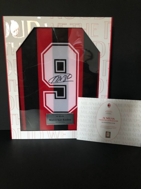 Milan Retro Shirt - Signed by Van Basten - CharityStars