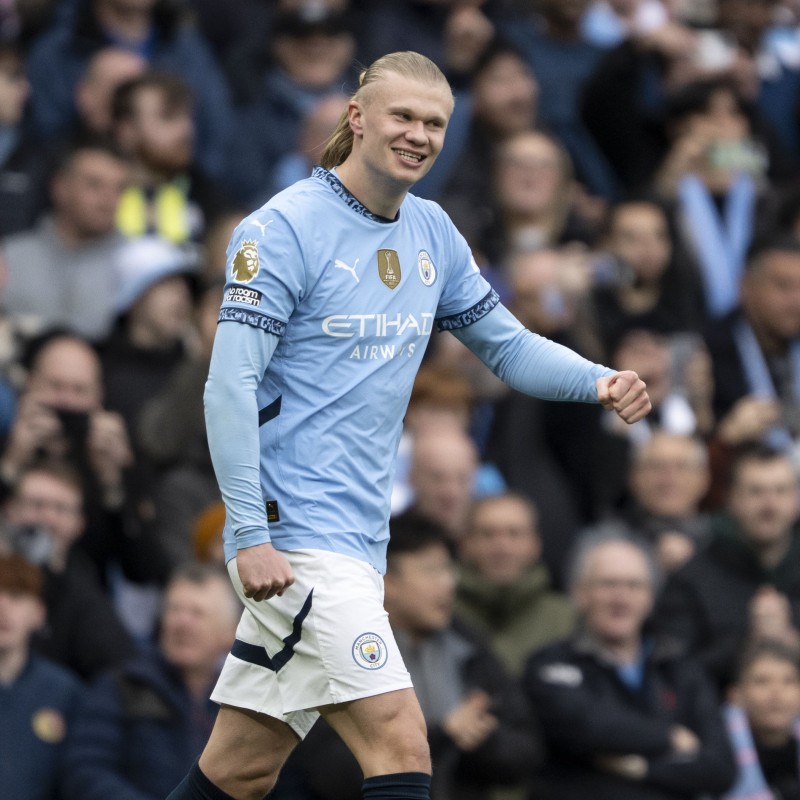 Maglia indossata Haaland Manchester City vs Brighton 2025 - Autografata
